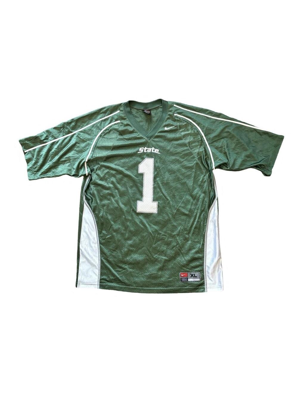 Nike Team Michigan State Spartans College Football Jersey Green #1 Nylon Size XL
